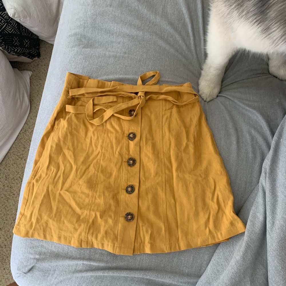 Mustard Yellow Skirt - Button down - Size Large